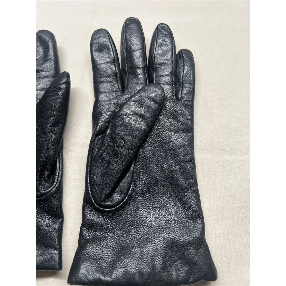 vintage black leather Gloves 100% Cashmere Lining size 7 ‎ gloves ladies